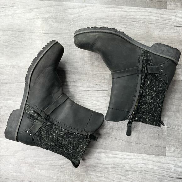 Eddie Bauer Black Leather & Wool Trace Ankle Boots Size 8 1/2 - Picture 2 of 8